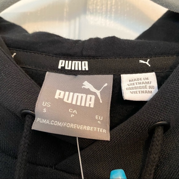 PUMA Mens Big Logo Fleece Hoodie Black Size Small - Picture 6 of 6